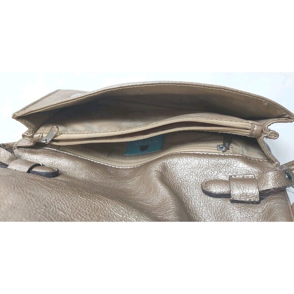 Kathy Van Zeeland Textured Gold Clutch Purse Crossbody W/Rhinestone Crown - Picture 7 of 8